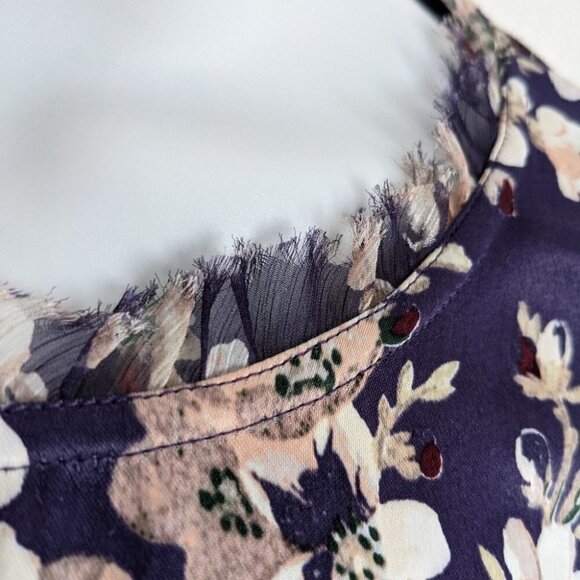 CLUB MONACO Purple Pink Kaveh Floral Print Chiffon Trim Dress size 0 @i - Picture 8 of 14